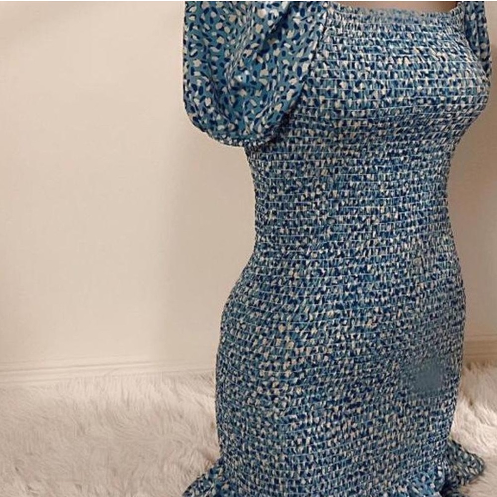 Blue ribbed dress 🦋